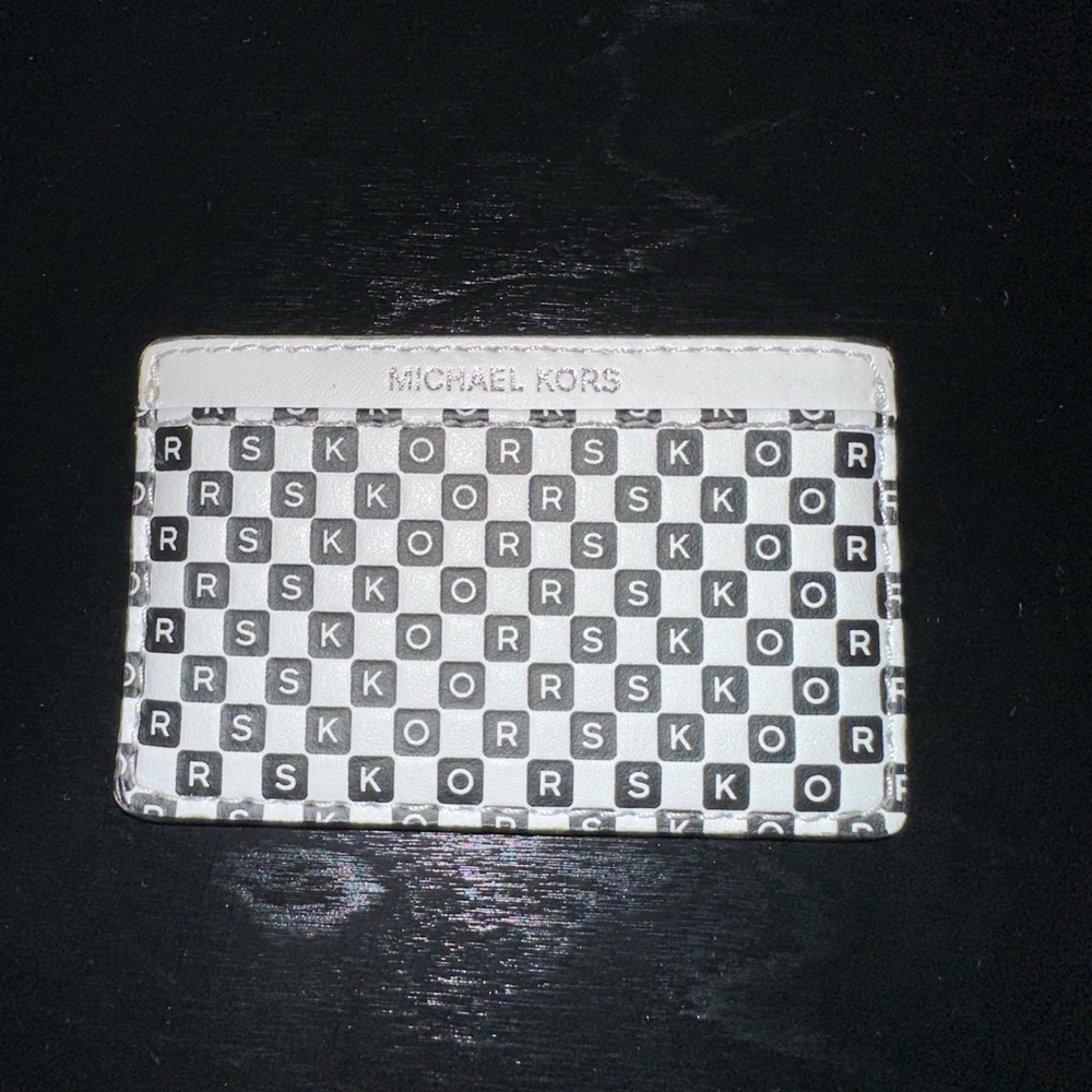 Michael Kors Black & White Checkered Card Holder